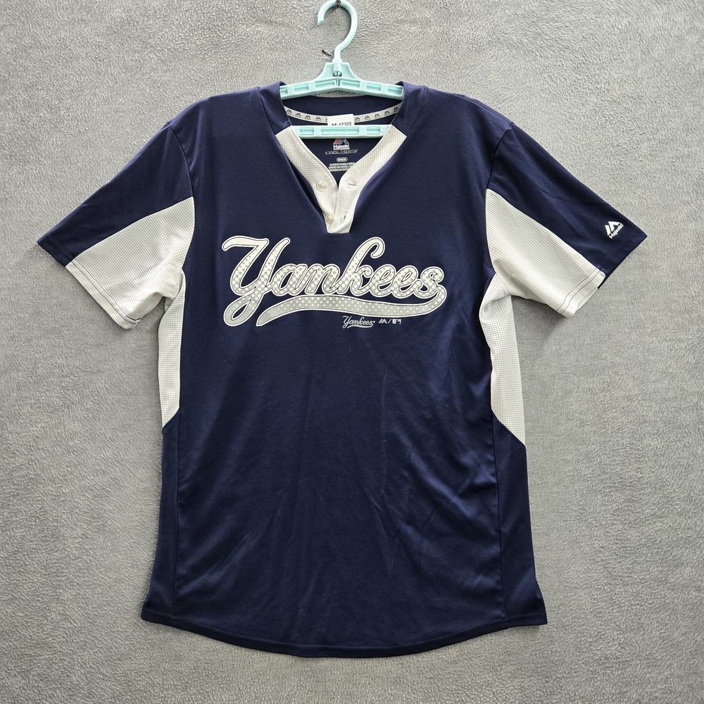 New York Yankees Men Jersey MEDIUM Navy Majestic 10 Cool Base READ